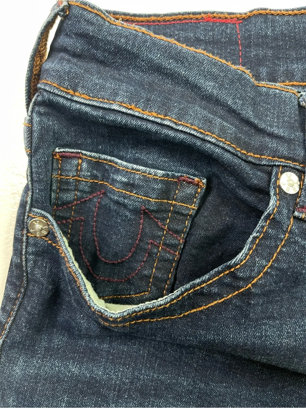 True Religion Geno Slim Fit Dark Wash Stretch Jeans Size 36x34